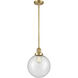 Franklin Restoration Beacon 1 Light 10 inch Satin Gold Mini Pendant Ceiling Light in Incandescent, Seedy, Franklin Restoration