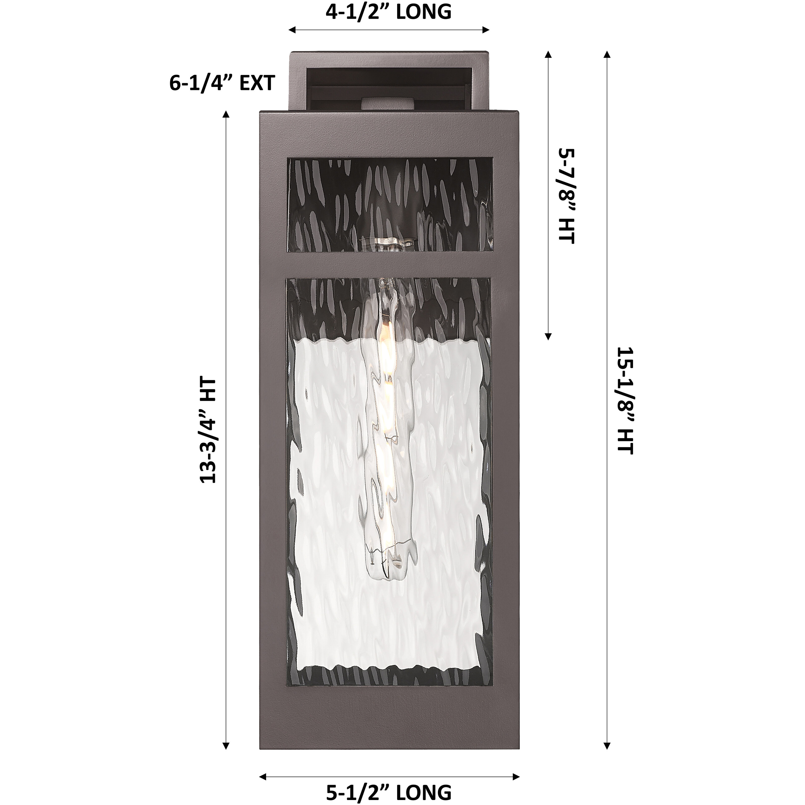 Ridgeway 1 Light 15.13 inch Bronze Outdoor Sconce in Waterglass