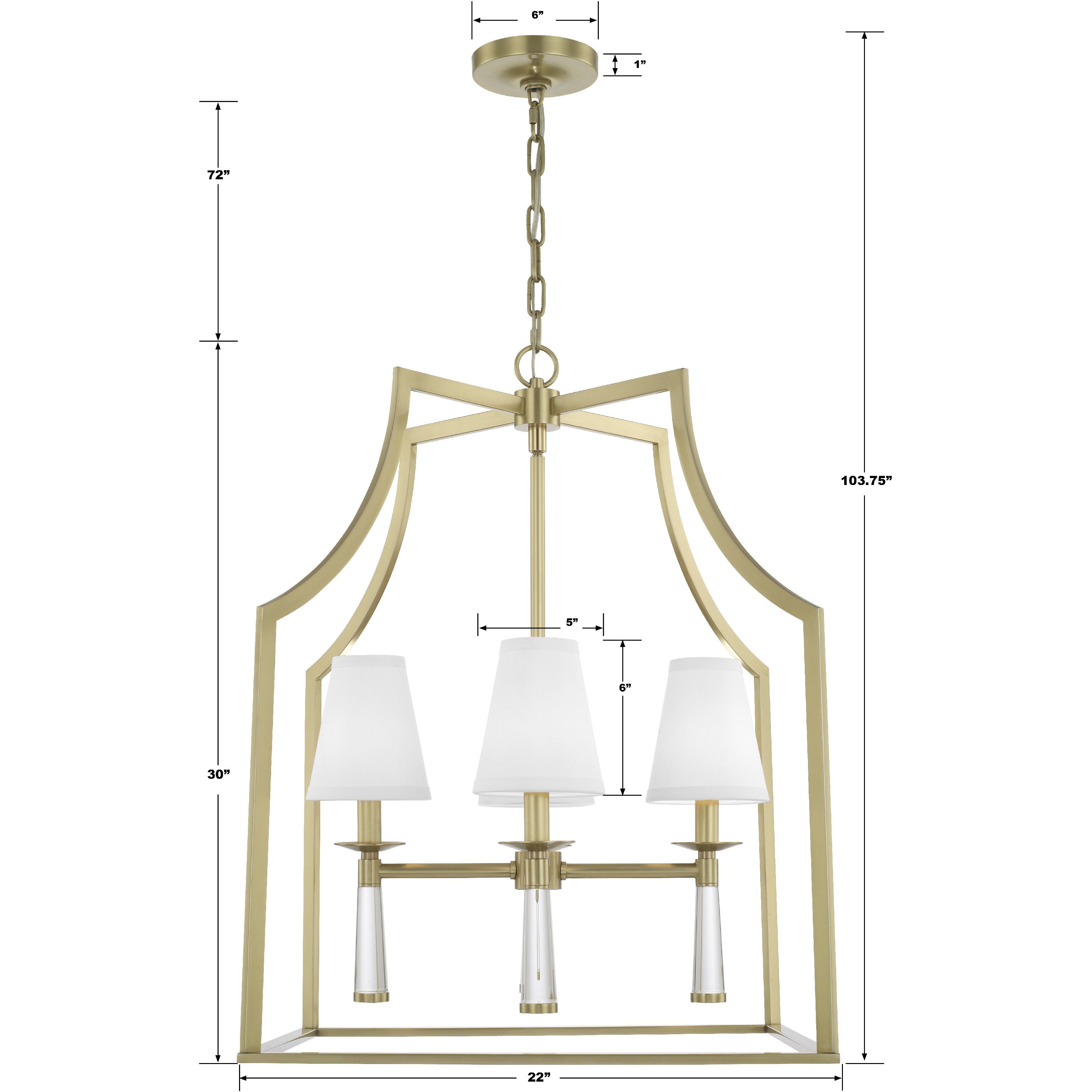Baxter 4 Light 22 inch Aged Brass Lantern Chandelier Ceiling Light