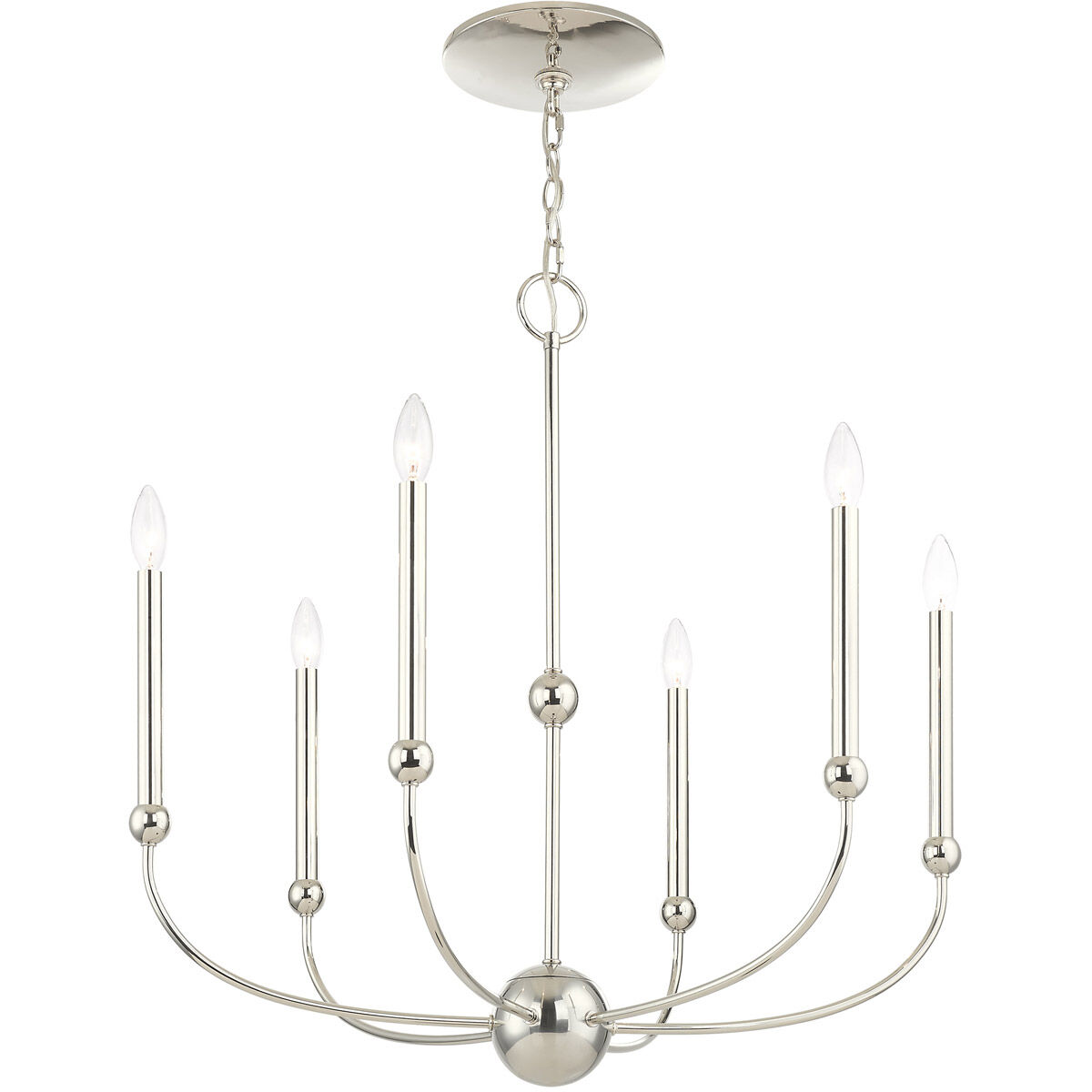 Cortlandt 6 Light 28 inch Polished Nickel Chandelier Ceiling Light
