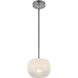Samar Pendant Ceiling Light in Chrome, Transition Opal Glass