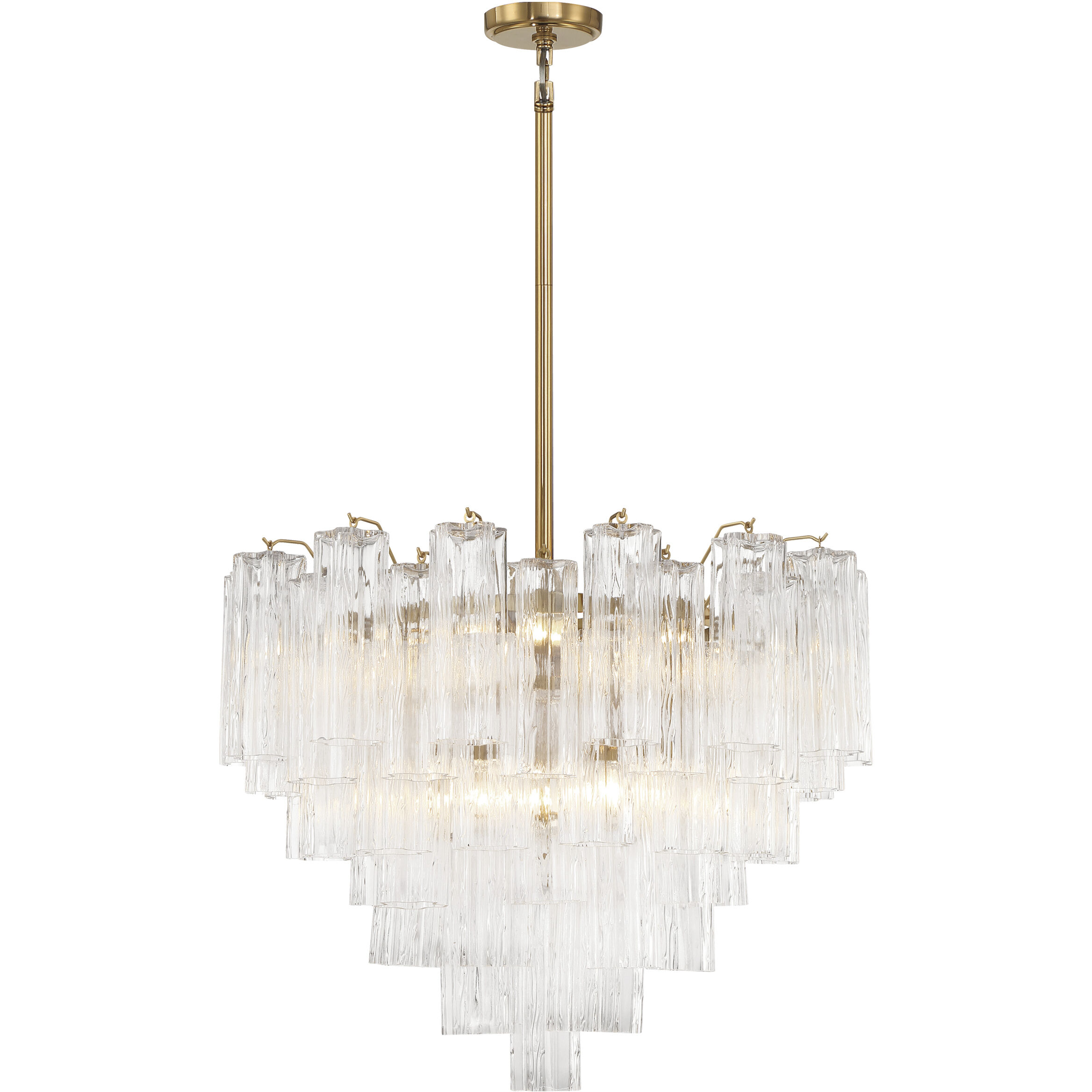 Addis 12 Light 26.75 inch Aged Brass Chandelier Ceiling Light in Tronchi Glass Clear