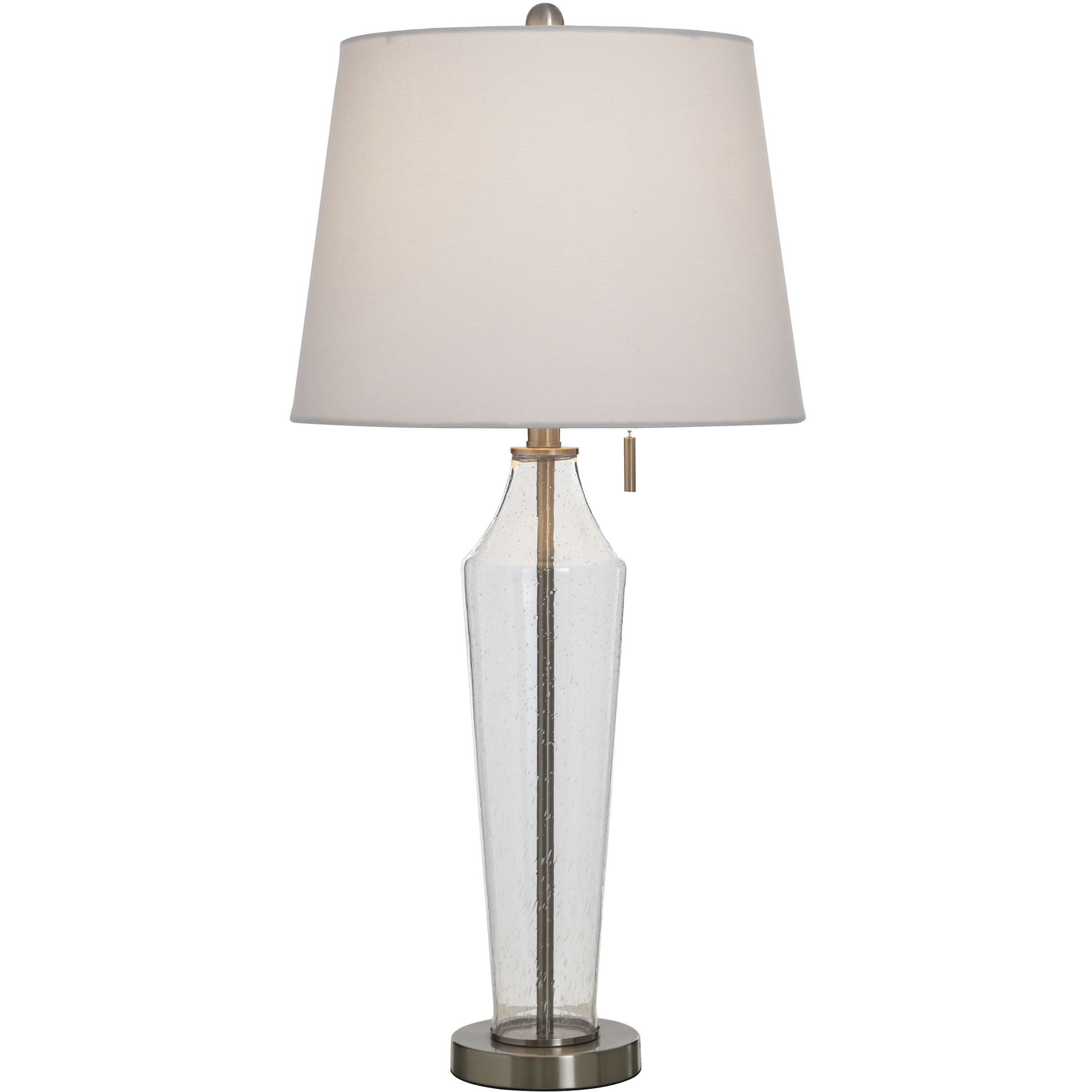 Cameron 31.5 inch 100 watt Clear Seeded and Brushed Steel and White Table Lamp Portable Light