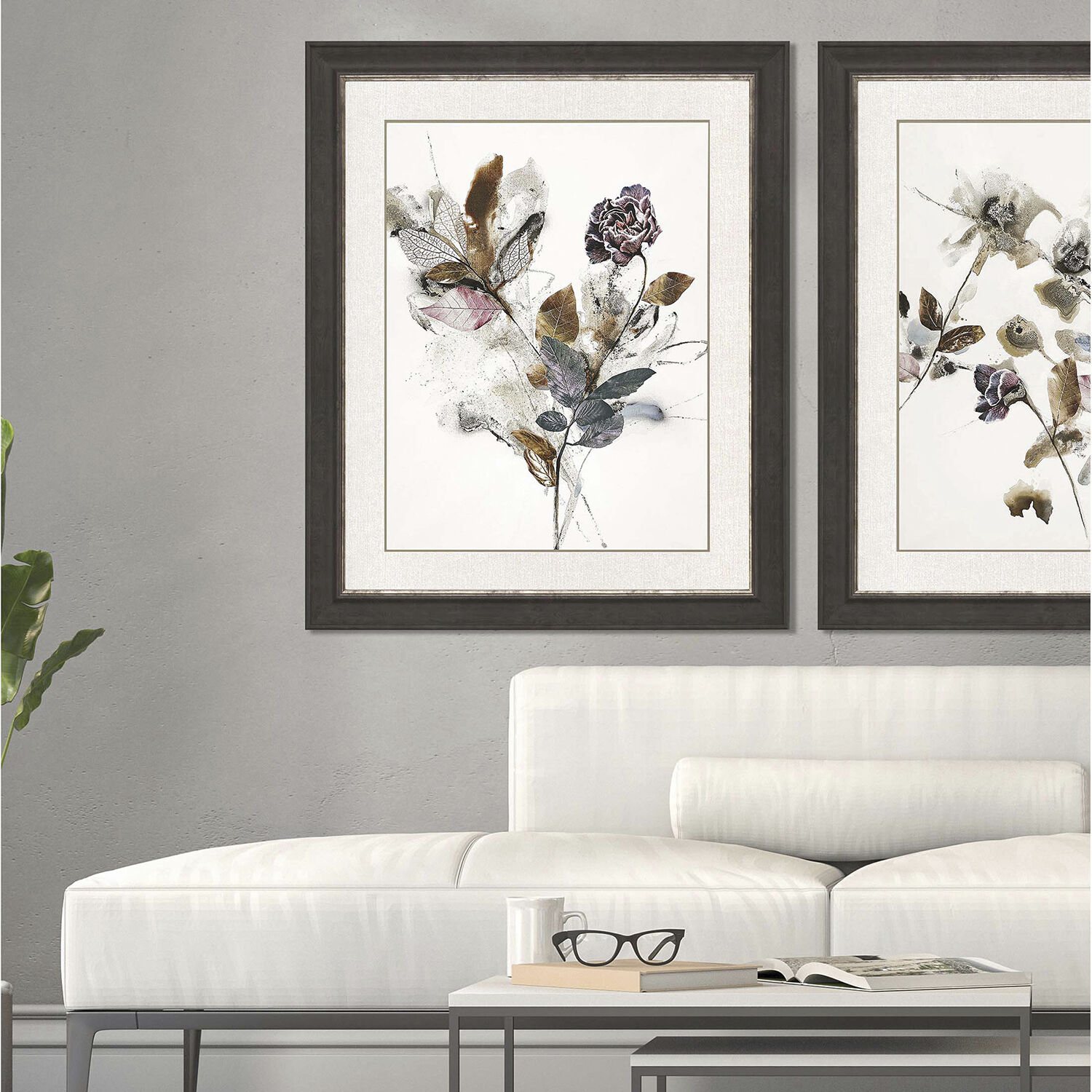 Playing Flower Brown and Blue and Pink and Multi Framed Art