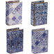 Book 3.7 inch Blue and White Book Box, Set of 4