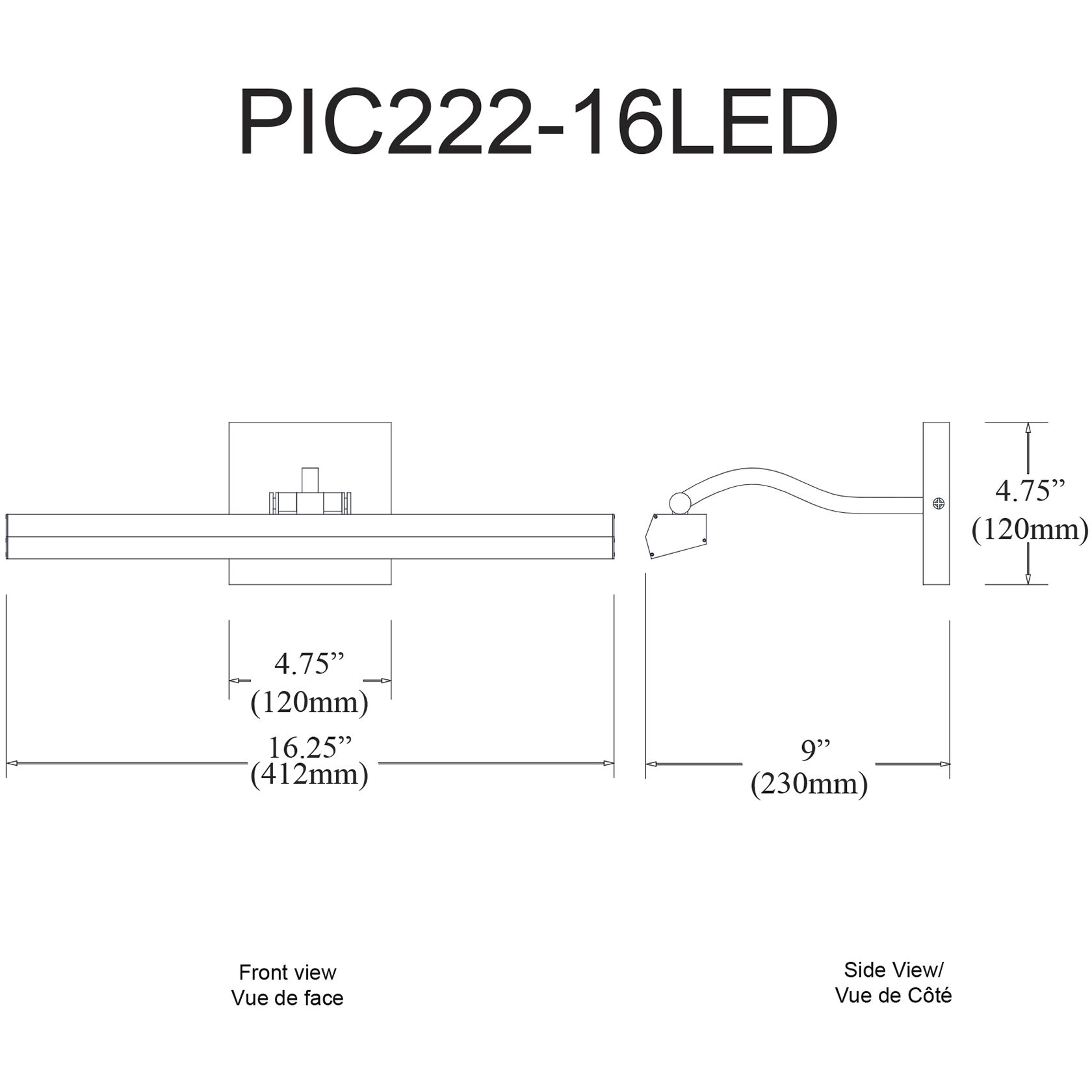 Leonardo 20 watt 16.25 inch Matte Black Picture Light Wall Light