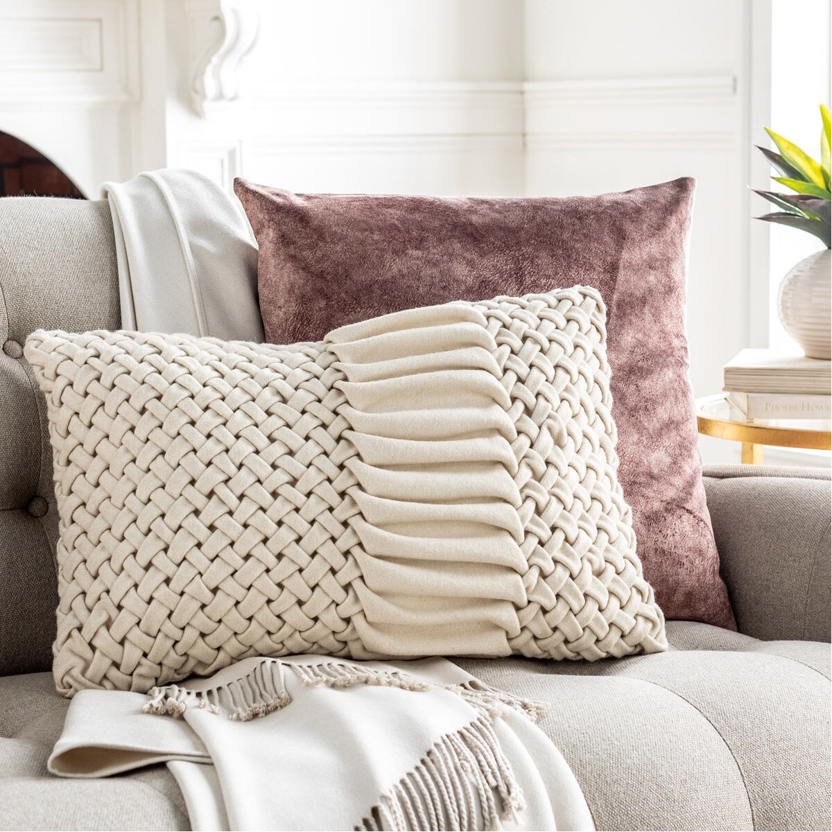 Alana 22 X 14 inch Cream Pillow Kit, Lumbar