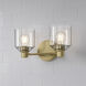 Vessair 2 Light 14 inch Vintage Brass Bathroom Vanity Light Wall Light