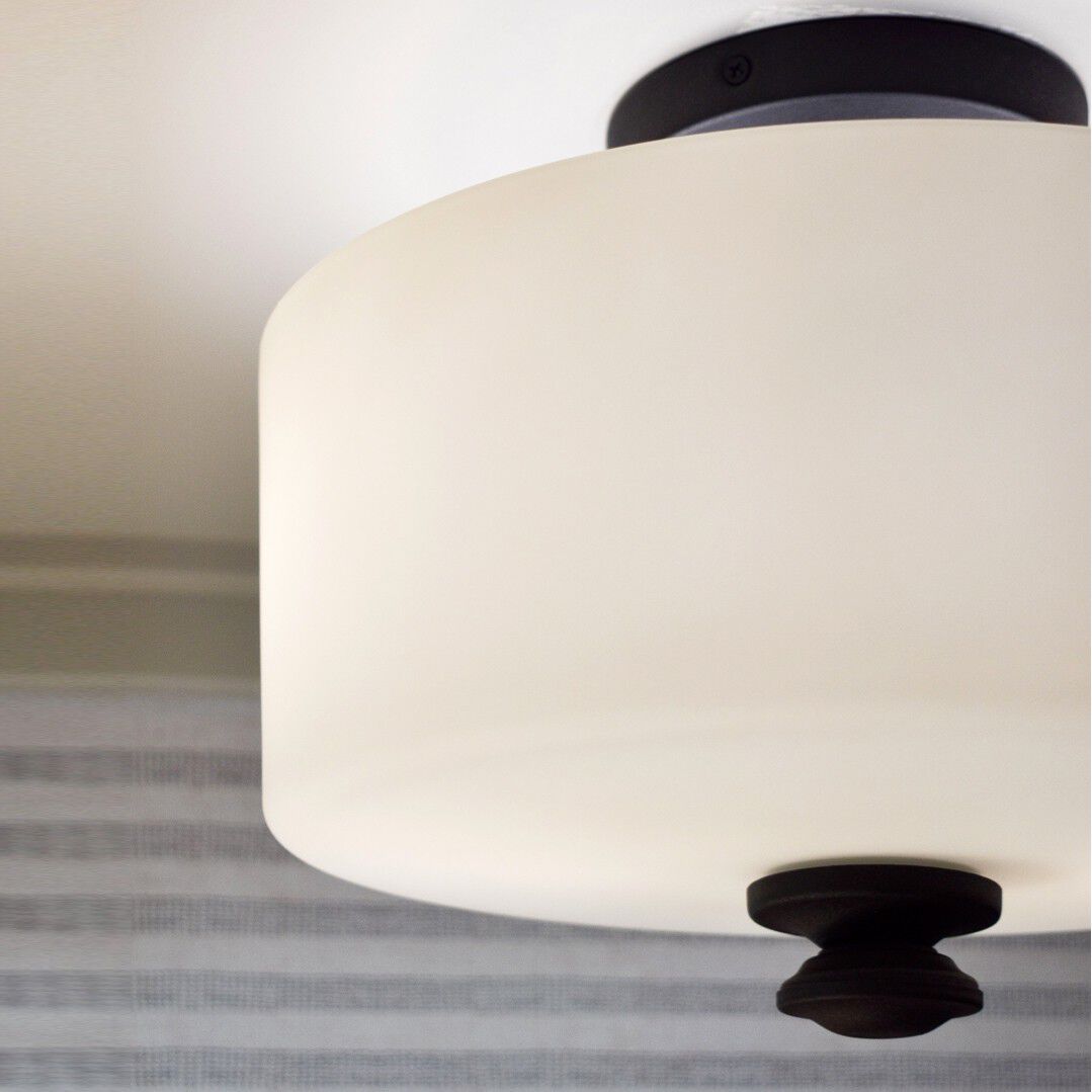 Travis 2 Light 12.5 inch Black Forged Semi Flush Ceiling Light