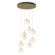 Ume 9 Light 20.5 inch Modern Brass Pendant Ceiling Light in Frosted, Round
