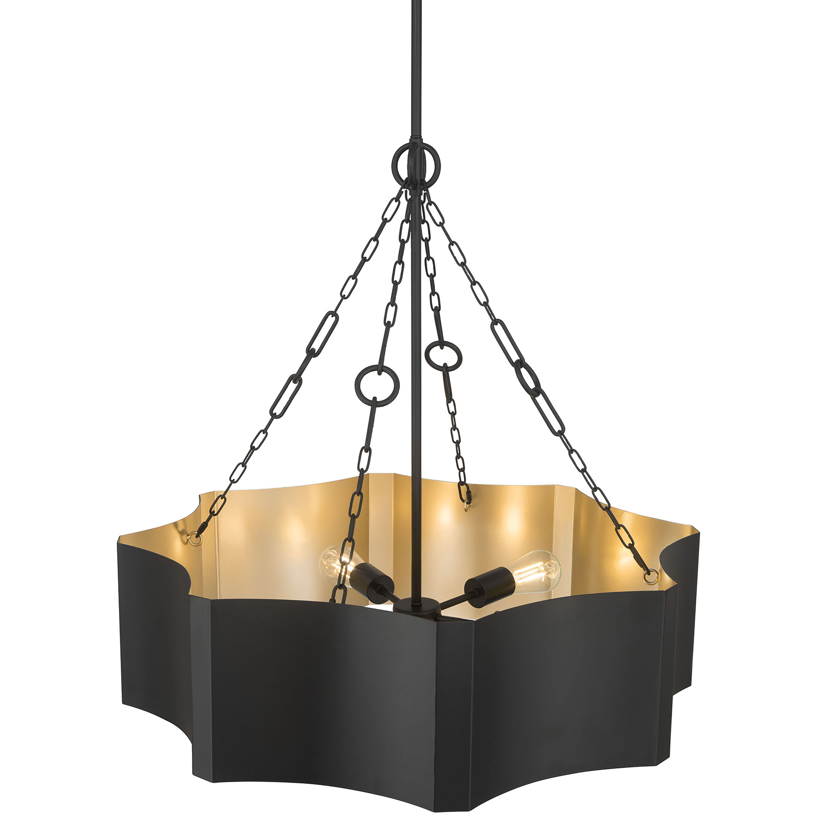 Ottavio 5 Light 28 inch Matte Black and Vintage Brass Pendant Ceiling Light