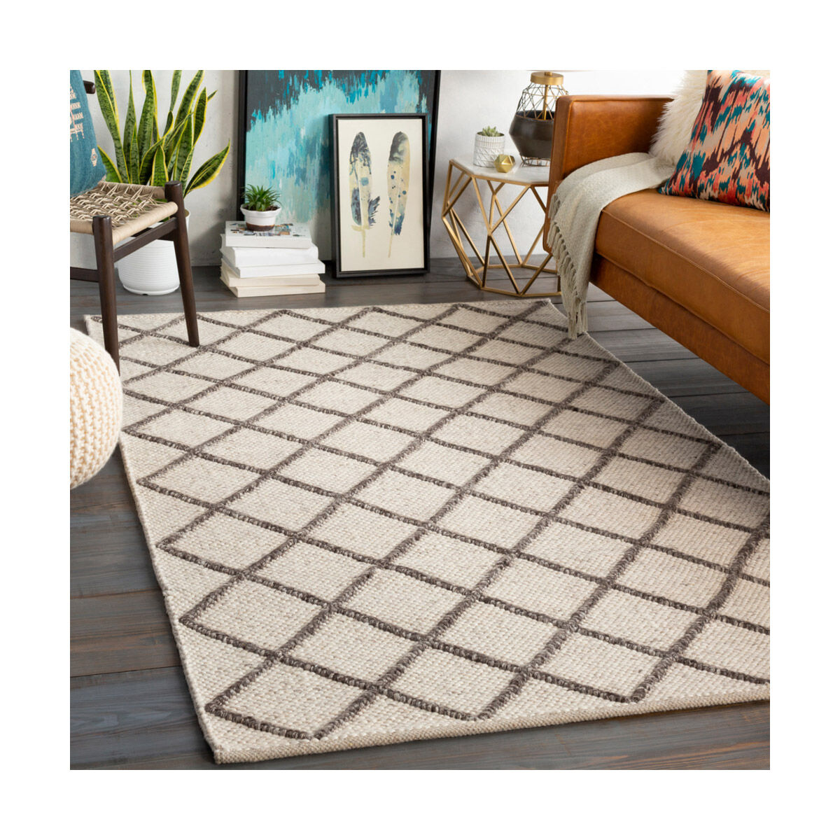 Napels 90 X 60 inch Cream/Dark Brown Rugs