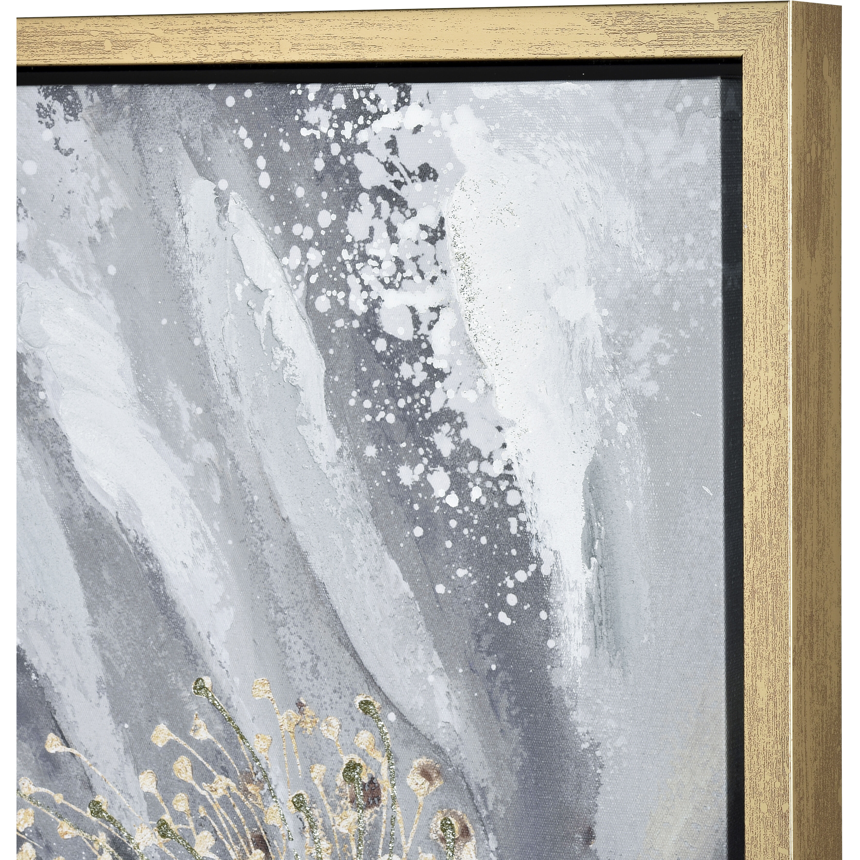Bowie Bloom I Gray with Gold Framed Wall Art