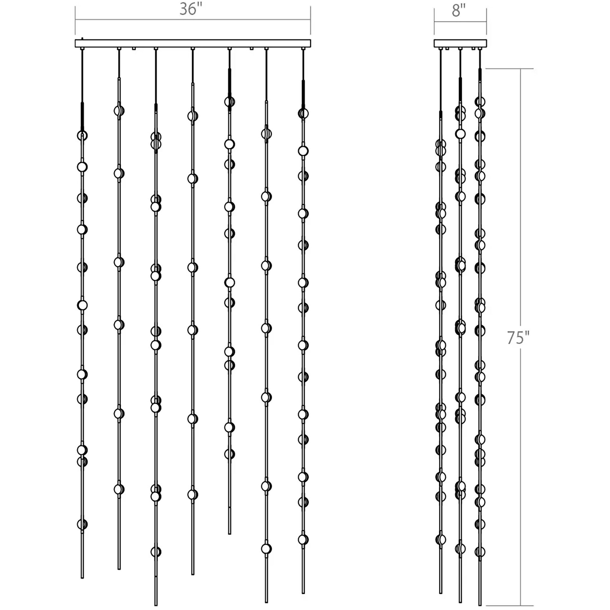 Constellation Andromeda LED 35.5 inch Satin Nickel Chandelier Ceiling Light in 3000K, White Optical Acrylic, 10 FT. Cord