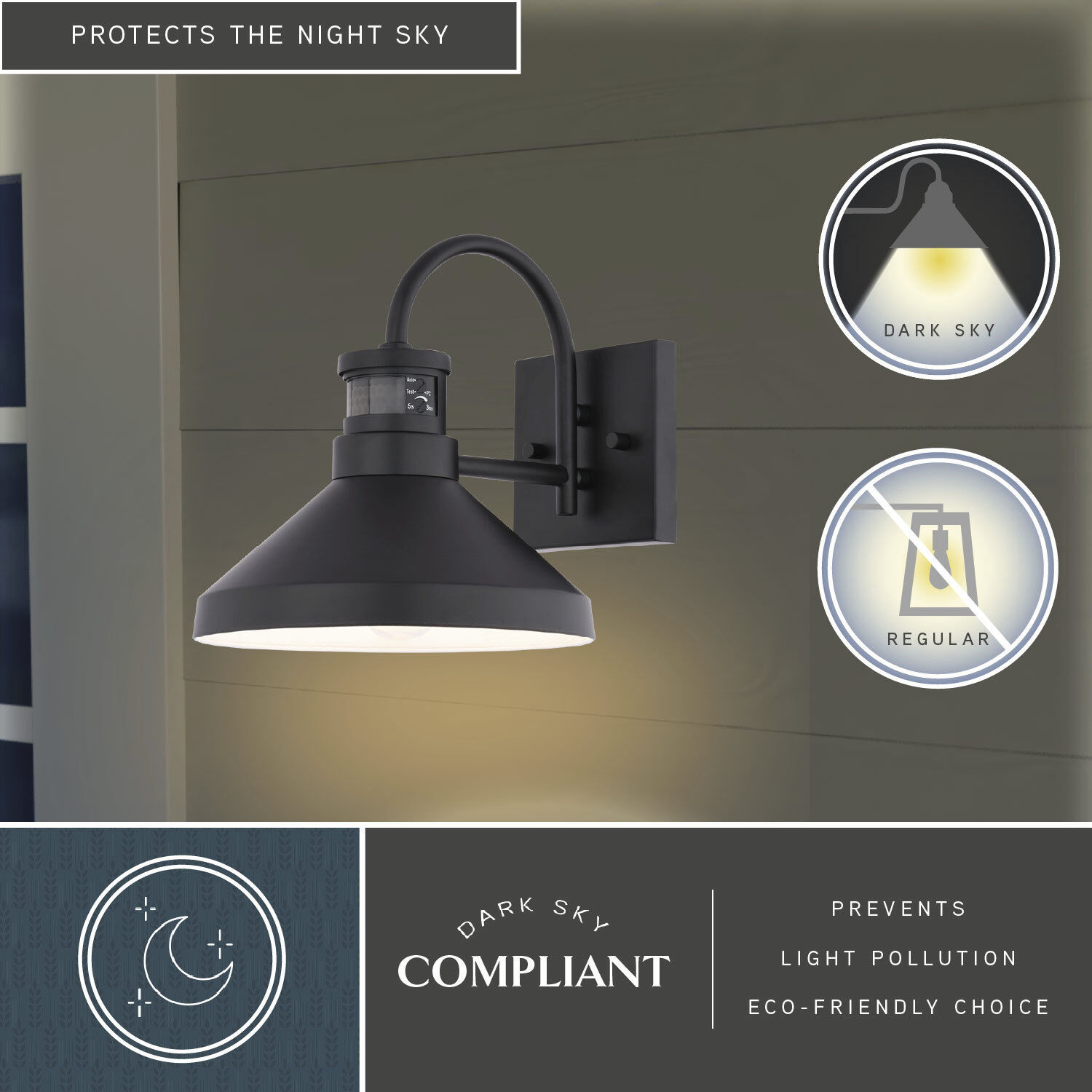 Highland Park 1 Light 9.5 inch Matte Black and White Outdoor Motion Sensor Wall Light