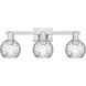 Arcadia Athens Water Glass 3 Light 25 inch Brushed Satin Nickel Bath Vanity Light Wall Light