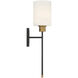 Alvara 1 Light 5.5 inch Black with Warm Brass Accents Wall Sconce Wall Light in Matte Black with Warm Brass, Essentials