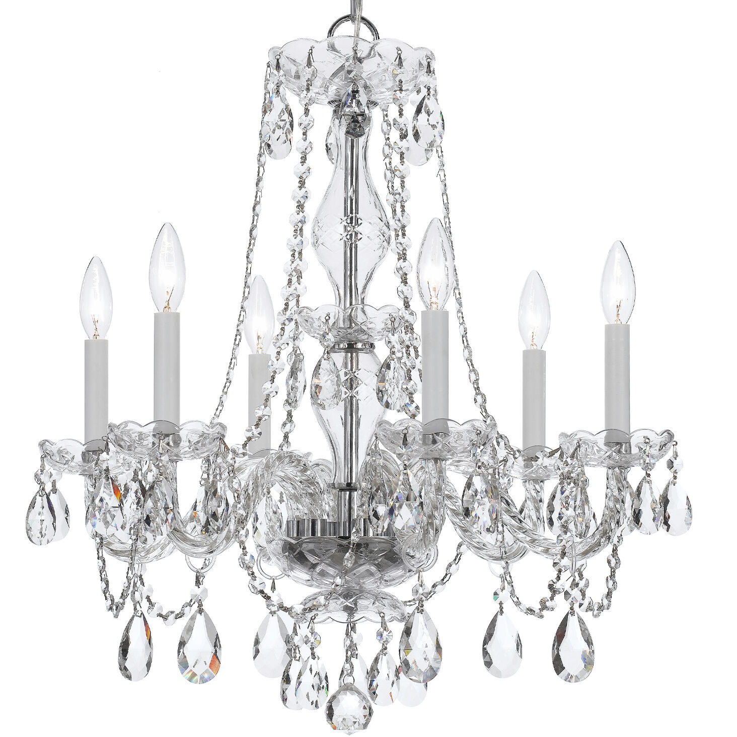 Traditional Crystal 6 Light 23 inch Polished Chrome Chandelier Ceiling Light in Clear Hand Cut