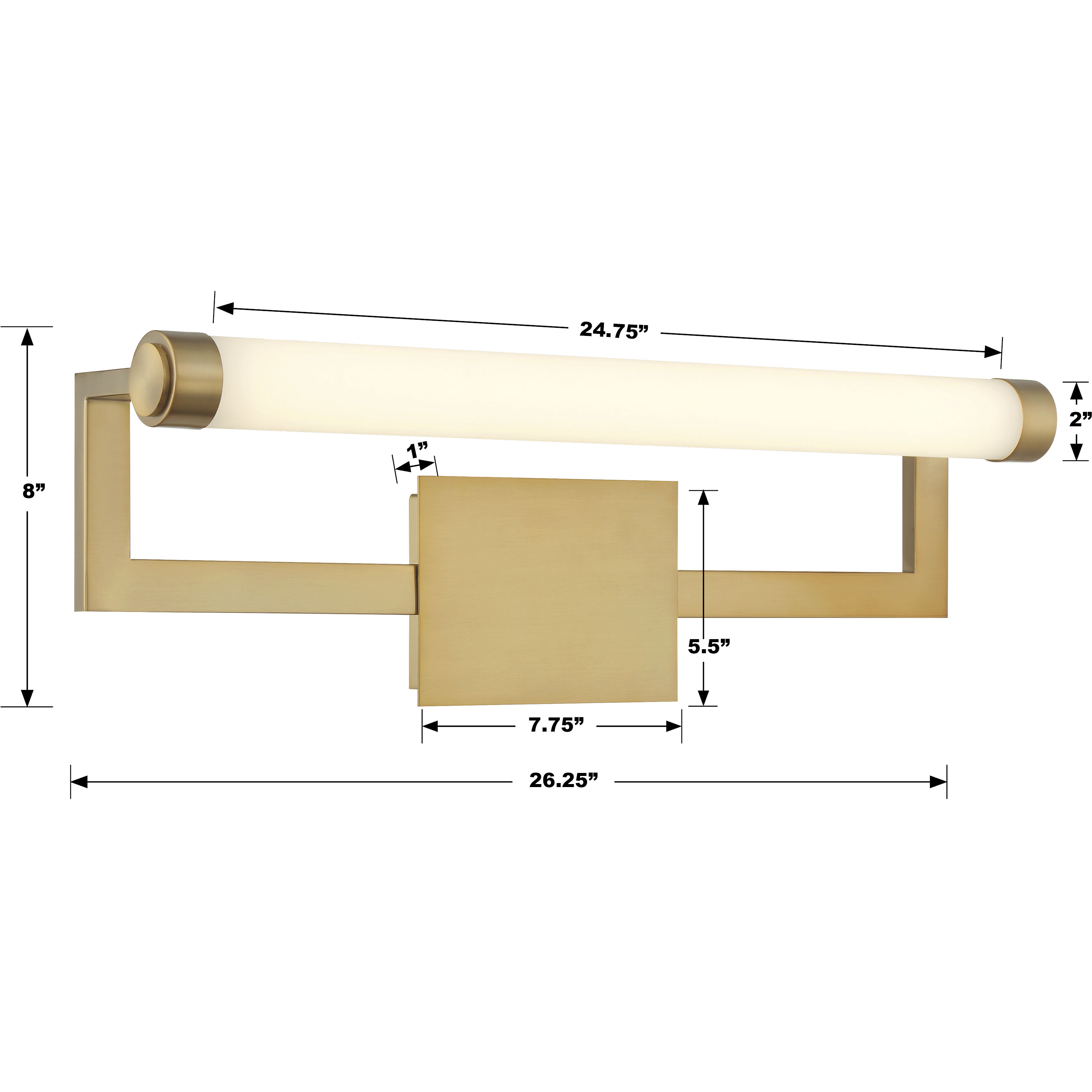 Clinton 1 Light 26.25 inch Vibrant Gold Bathroom Vanity Light Wall Light
