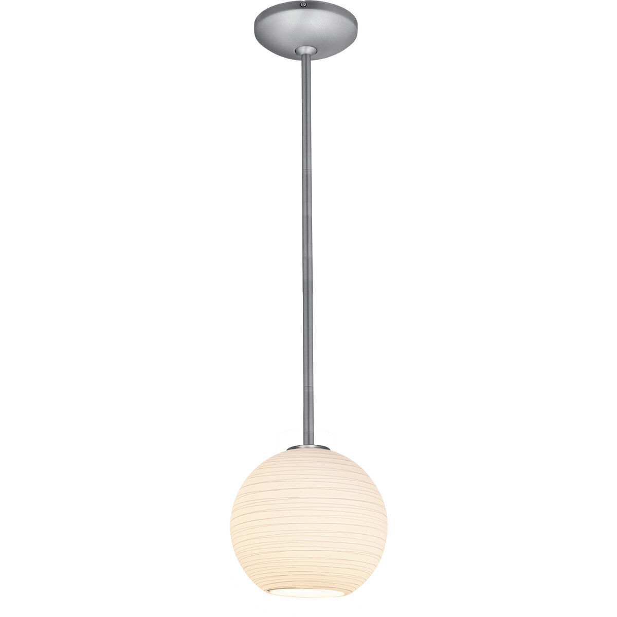 Japanese Lantern LED 8 inch Brushed Steel Pendant Ceiling Light