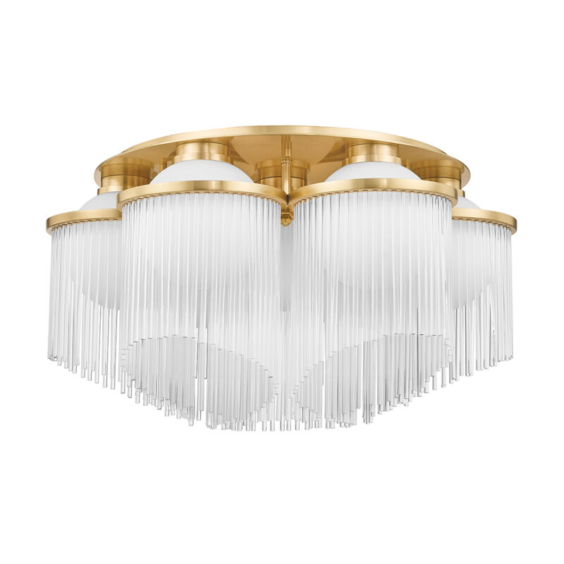 Celestial 7 Light 26 inch Aged Brass Semi Flush Ceiling Light