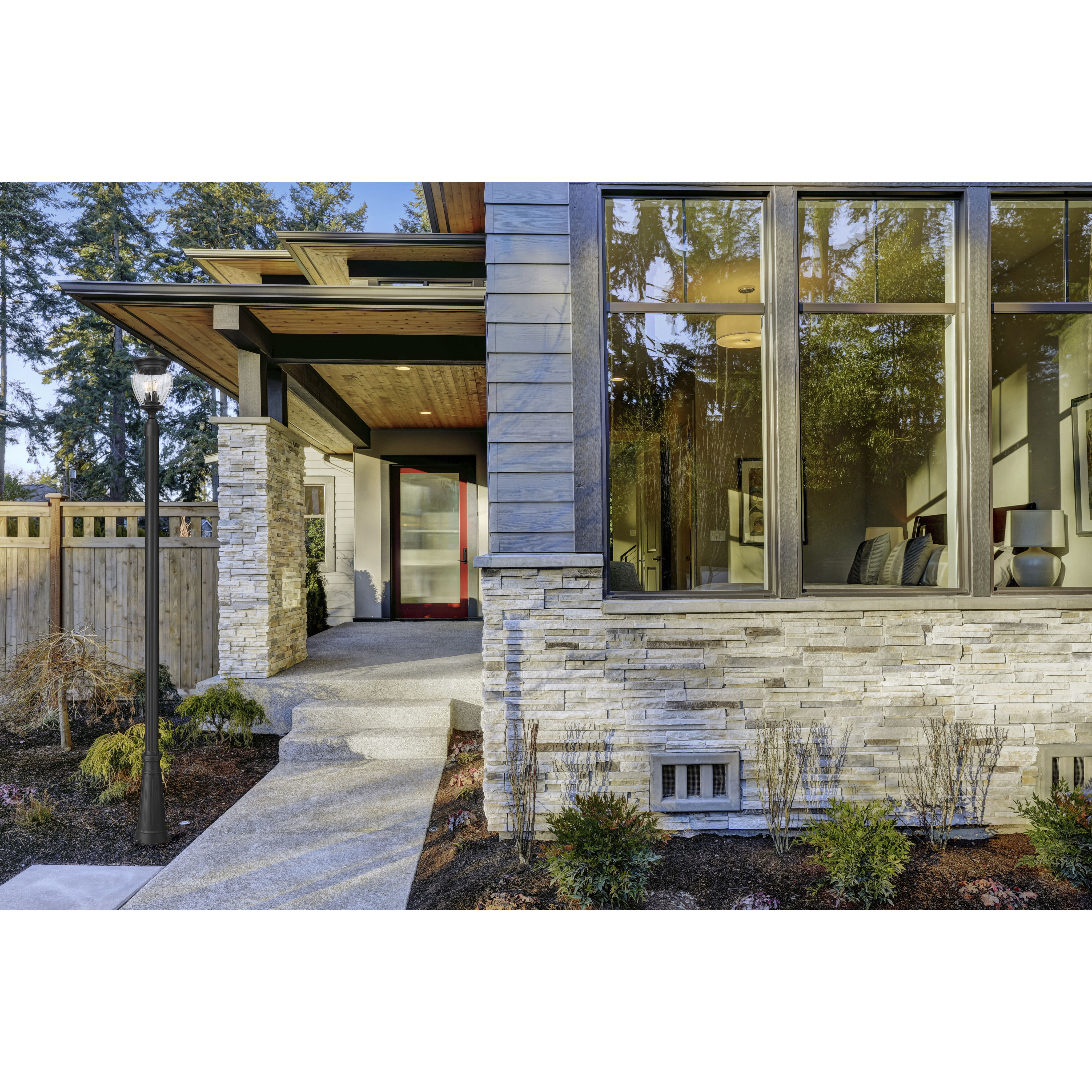 Davina 3 Light 114.25 inch Black Outdoor Post Mounted Fixture in G9