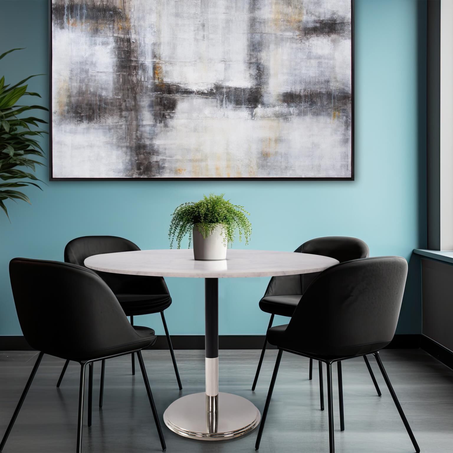 Micca White and Gray with Silver Bistro Table