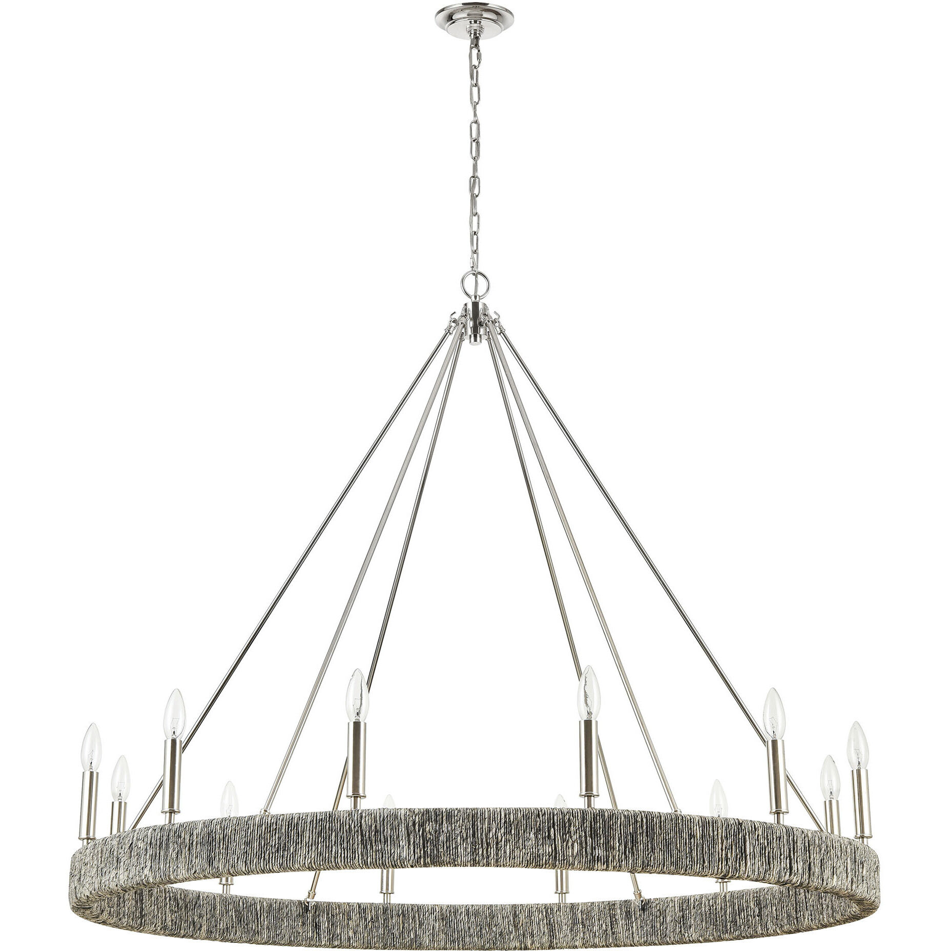 Abaca 12 Light 48 inch Polished Nickel with Gray Chandelier Ceiling Light
