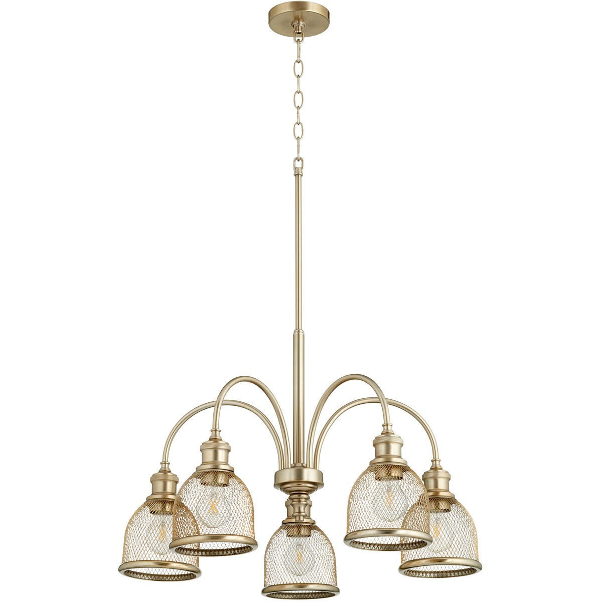 Omni 5 Light 26 inch Aged Brass Chandelier Ceiling Light, Convertible