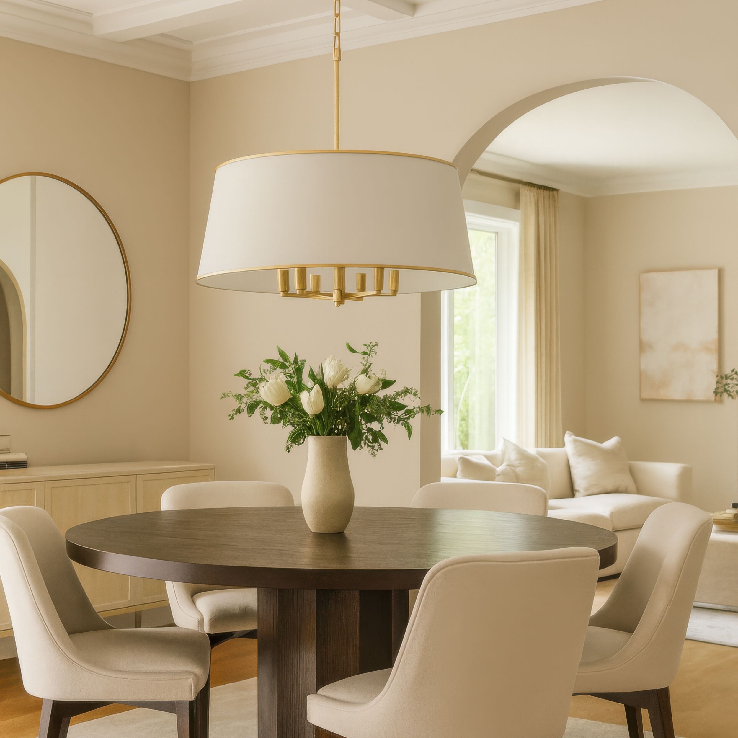 Coco 6 Light 24 inch Matte White/French Gold Pendant Ceiling Light