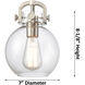 Newton Sphere 3 Light 27 inch Satin Nickel Bath Vanity Light Wall Light in Clear Glass