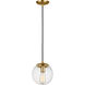 Leo - Hanging Globe 1 Light 8 inch Satin Brass Pendant Ceiling Light