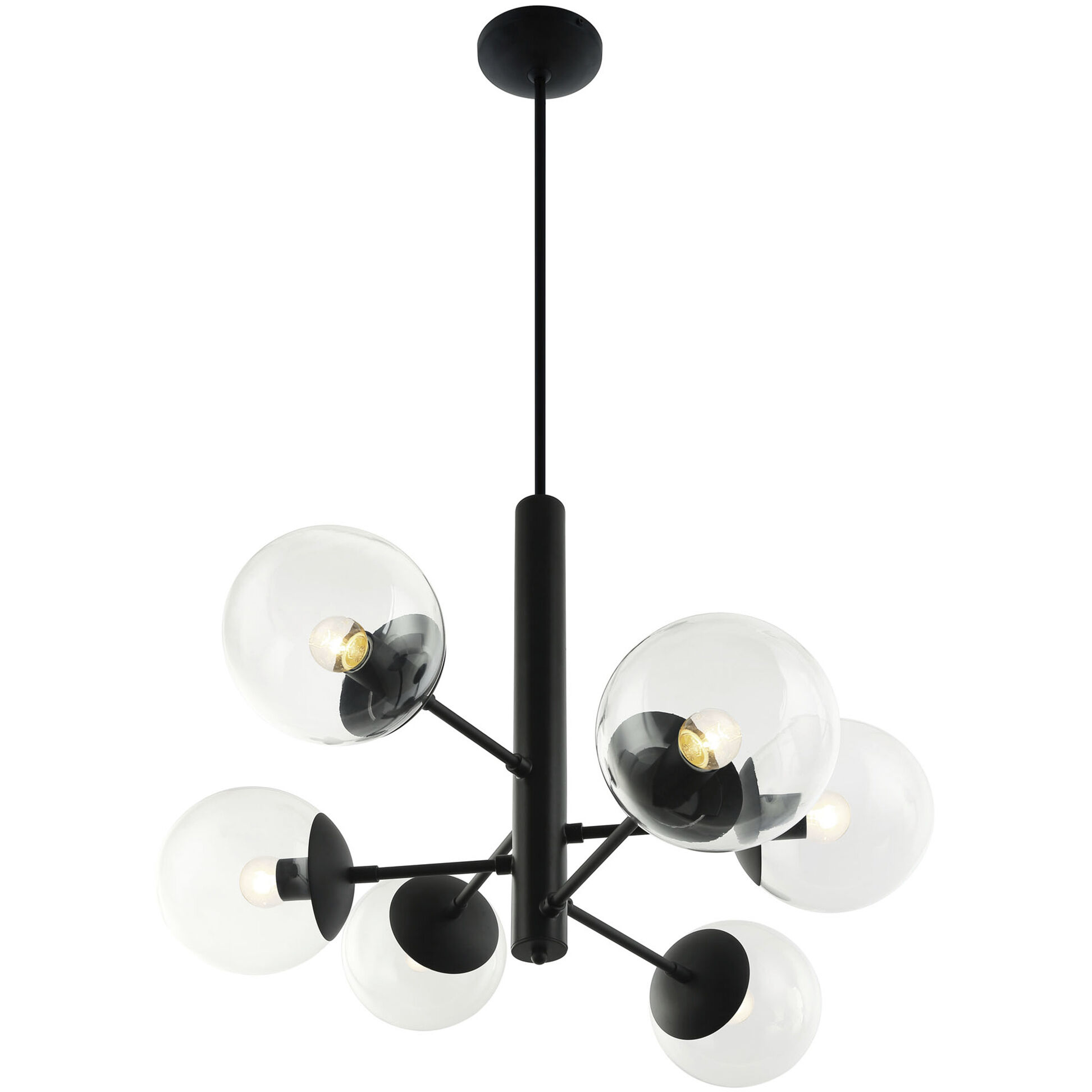 Mid-Century 6 Light 32.5 inch Black Chandelier Ceiling Light