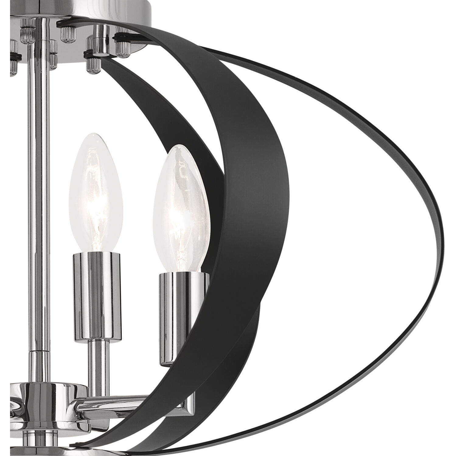 Cecil LED 17.75 inch Polished Nickel and Black Flush Mount Ceiling Light