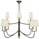 Thomas O'Brien Farlane 12 Light 48 inch Bronze with Antique Brass Chandelier Ceiling Light in Linen, Bronze and Hand-Rubbed Antique Brass, Large