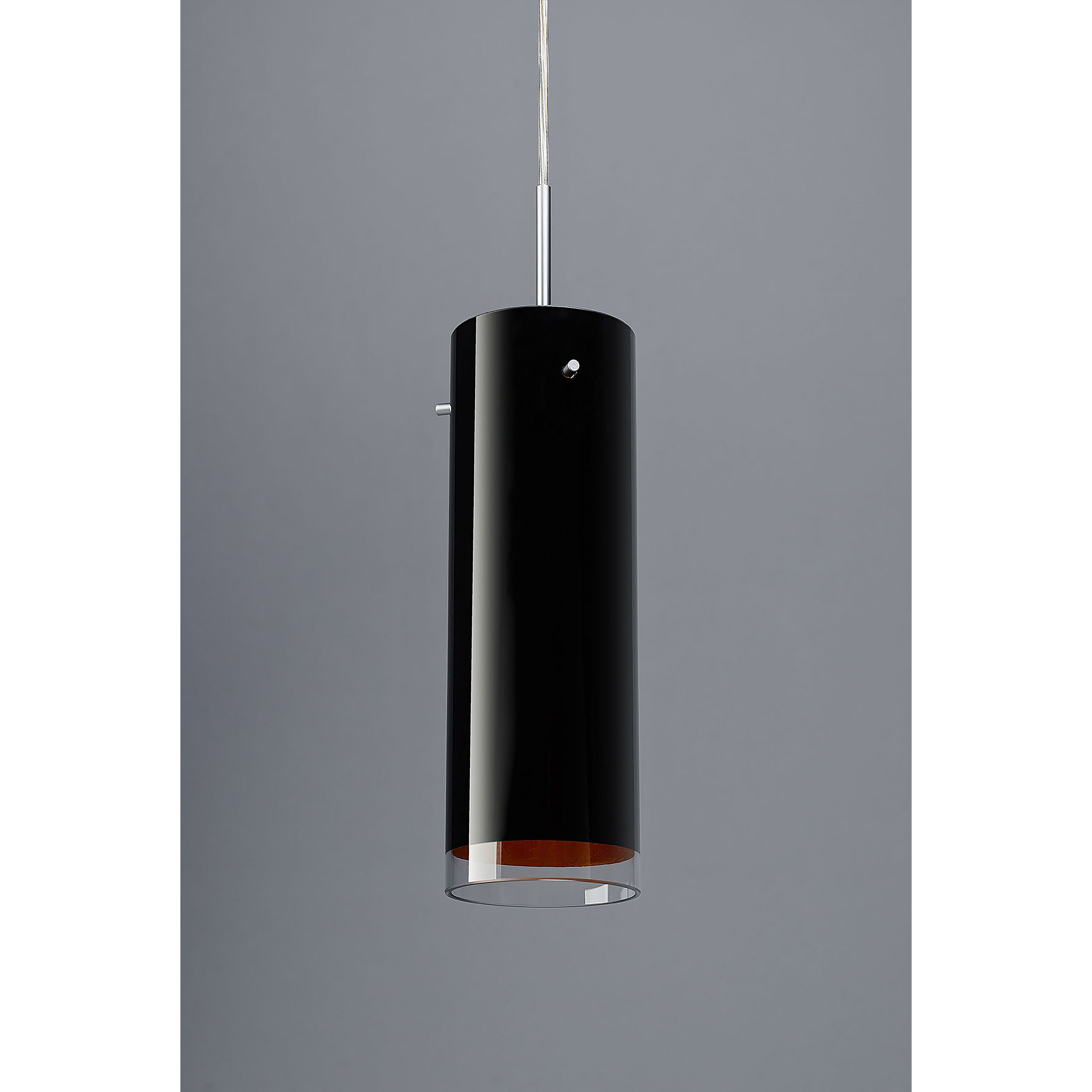 Cyrus LED 4 inch Matte Chrome Large Pendant Ceiling Light in Black Outer/Gold Inner Glass