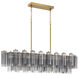 Addis 14 Light 51.75 inch Aged Brass Linear Chandelier Ceiling Light in Tronchi Glass Smoke