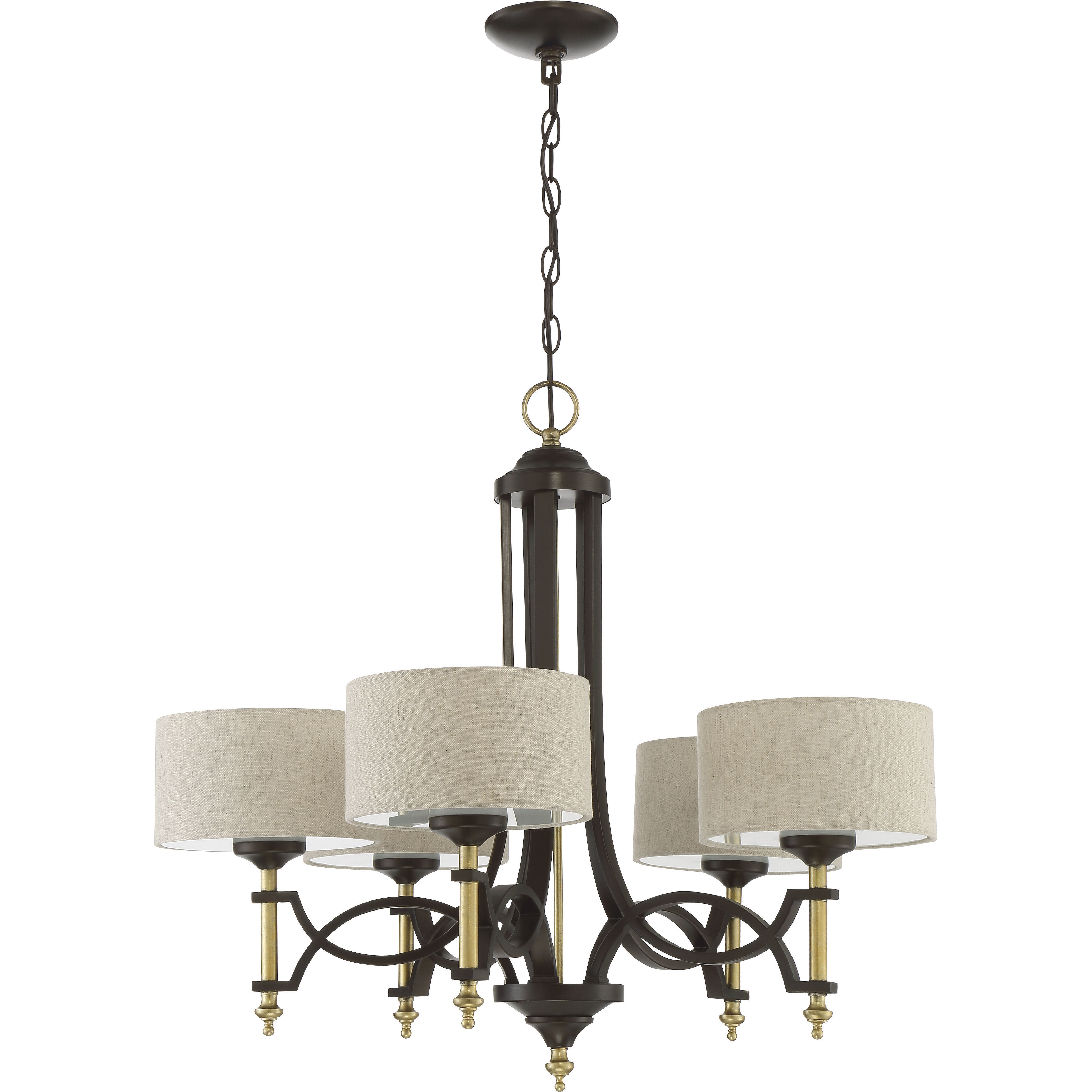 Colonial 5 Light 29 inch Antique Gold/Bronze Chandelier Ceiling Light