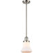 Franklin Restoration Bellmont LED 7 inch Brushed Satin Nickel Mini Pendant Ceiling Light in Matte White Glass, Franklin Restoration