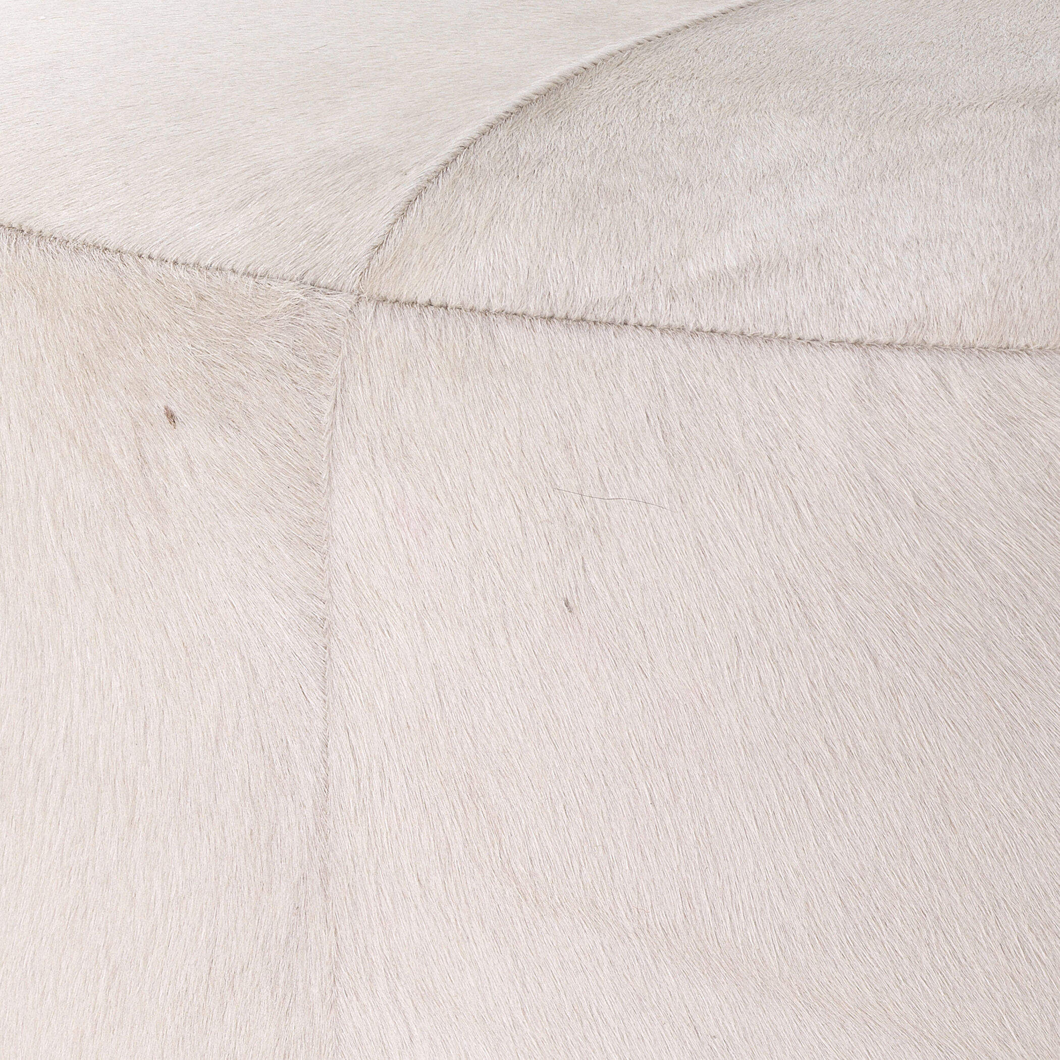 Thackeray 16 inch White Hide & Antique Brass Metal Round Pouf