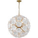 Esme 9 Light 22.5 inch Aged Brass Chandelier Ceiling Light in Floral Glass Petals White