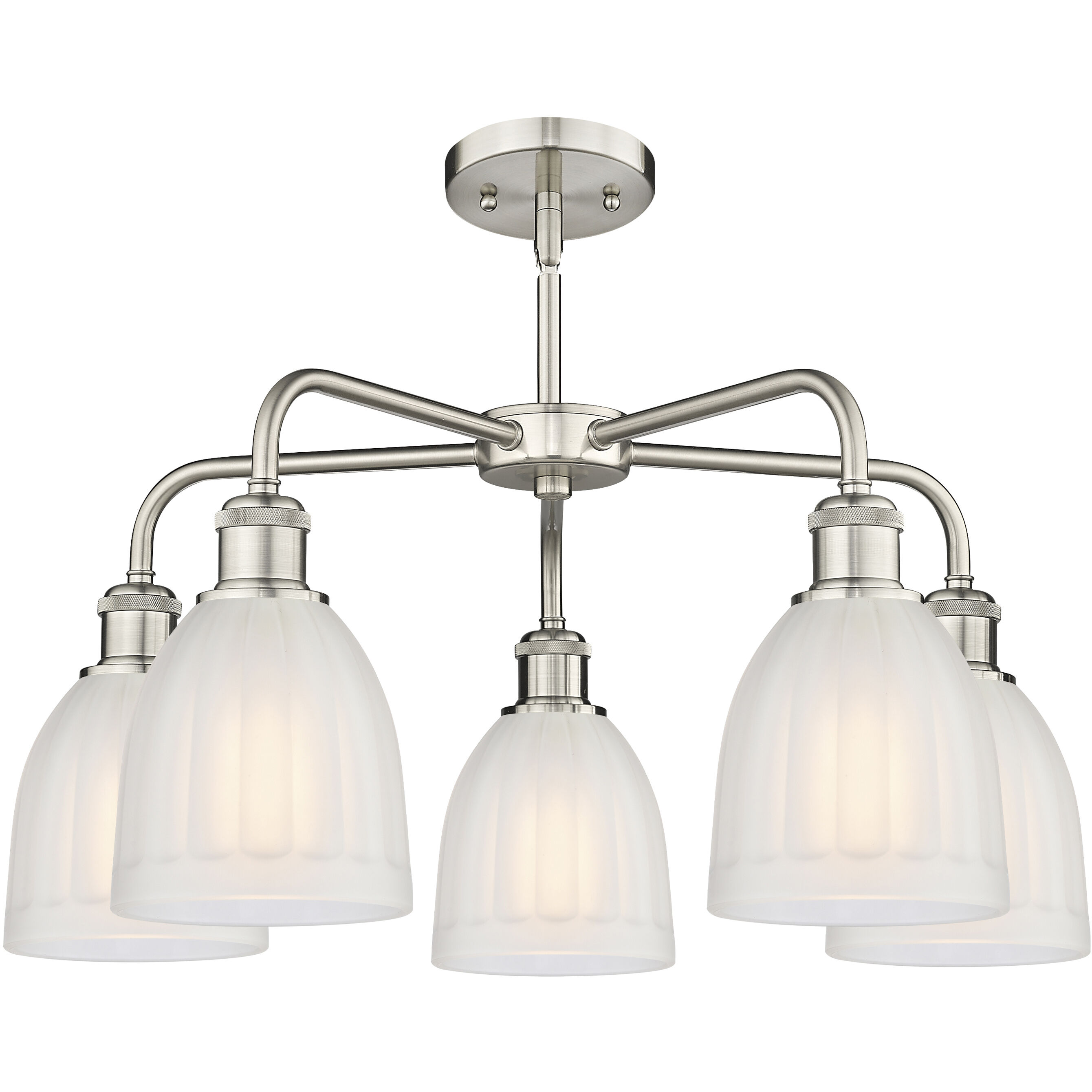 Brookfield 5 Light 23.75 inch Satin Nickel Chandelier Ceiling Light in White