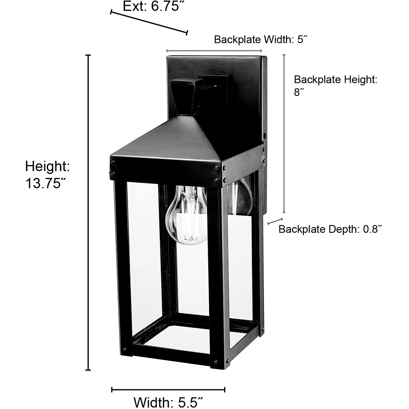 Yates 1 Light 13.75 inch Powder Coated Black Outdoor Wall Sconce
