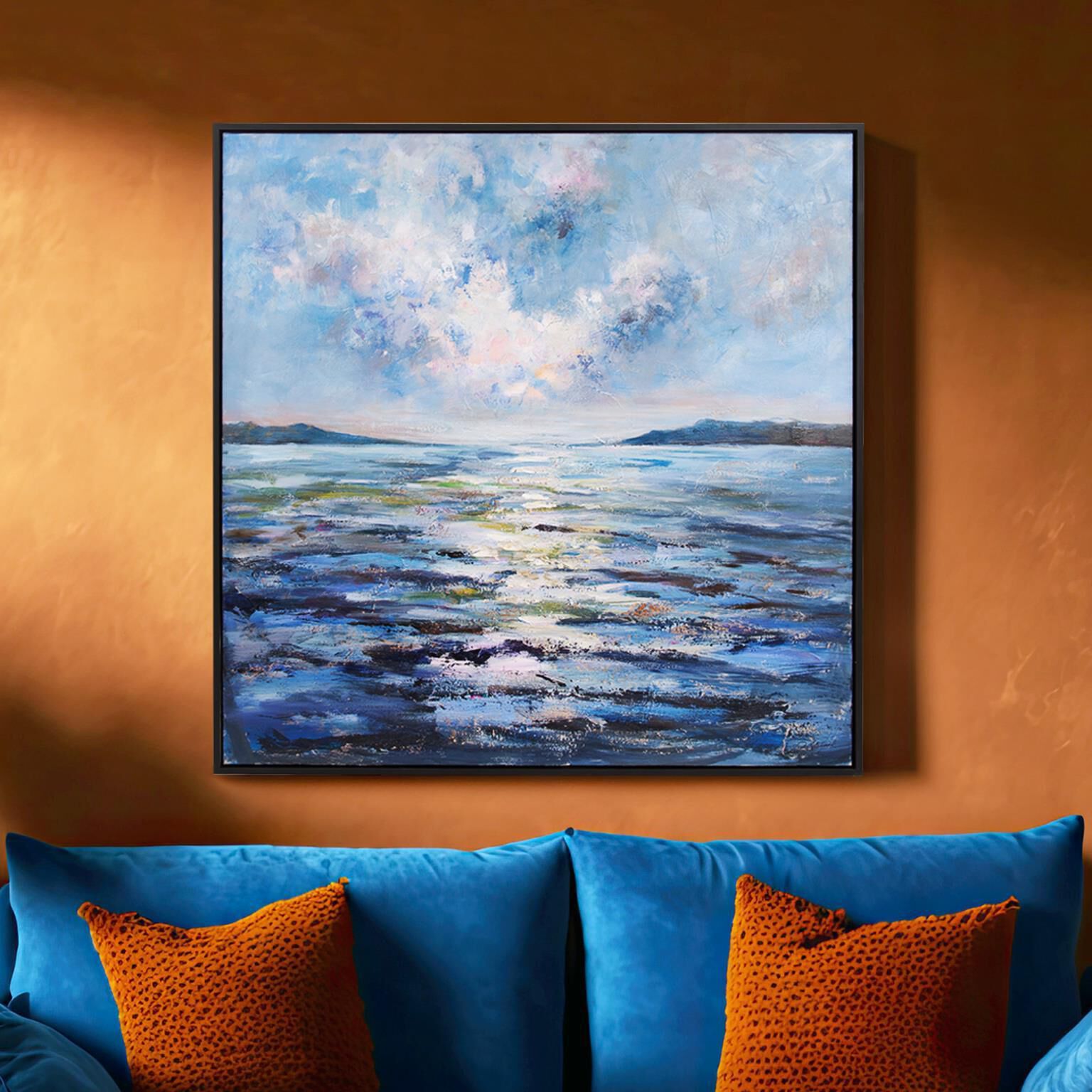 Tranquil Sunset 51.75 X 51.75 inch Hand Painted Canvas