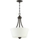 Grace 3 Light 16 inch Espresso Inverted Pendant Ceiling Light, Jeremiah