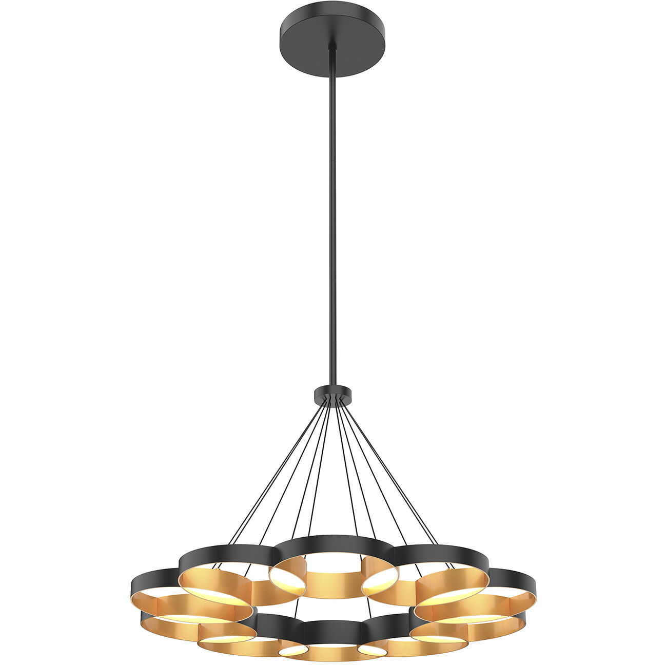 Maestro LED 32.25 inch Black and Gold Chandelier Ceiling Light
