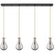 Owego 4 Light 36.63 inch Champagne Bronze Linear Pendant Ceiling Light in Light Smoke Glass