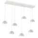 Cabochon Linear Multi-Pendant Ceiling Light in White Linen, 2700K LED, Salt White with White Marble