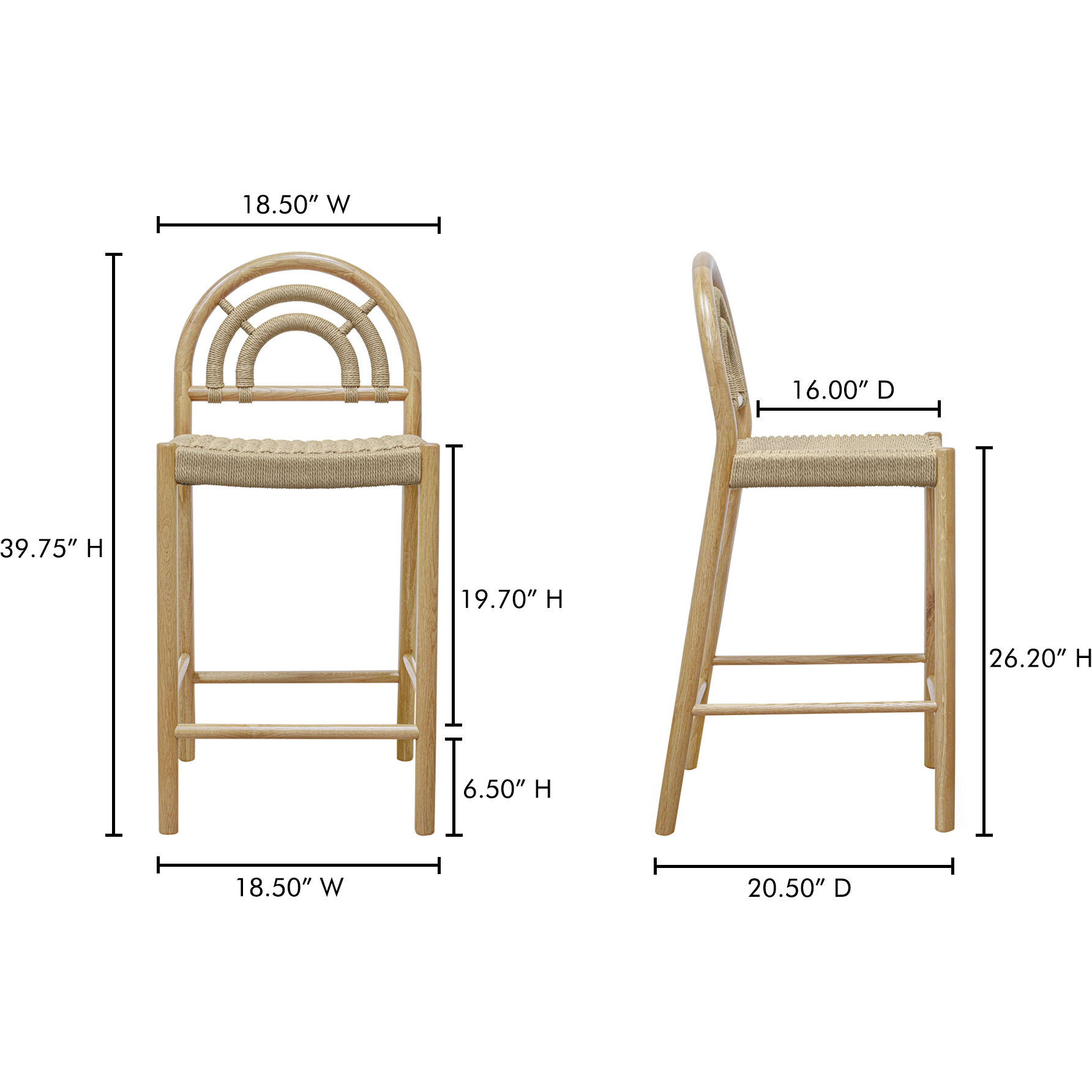 Avery 39.75 inch Natural Counter Stool