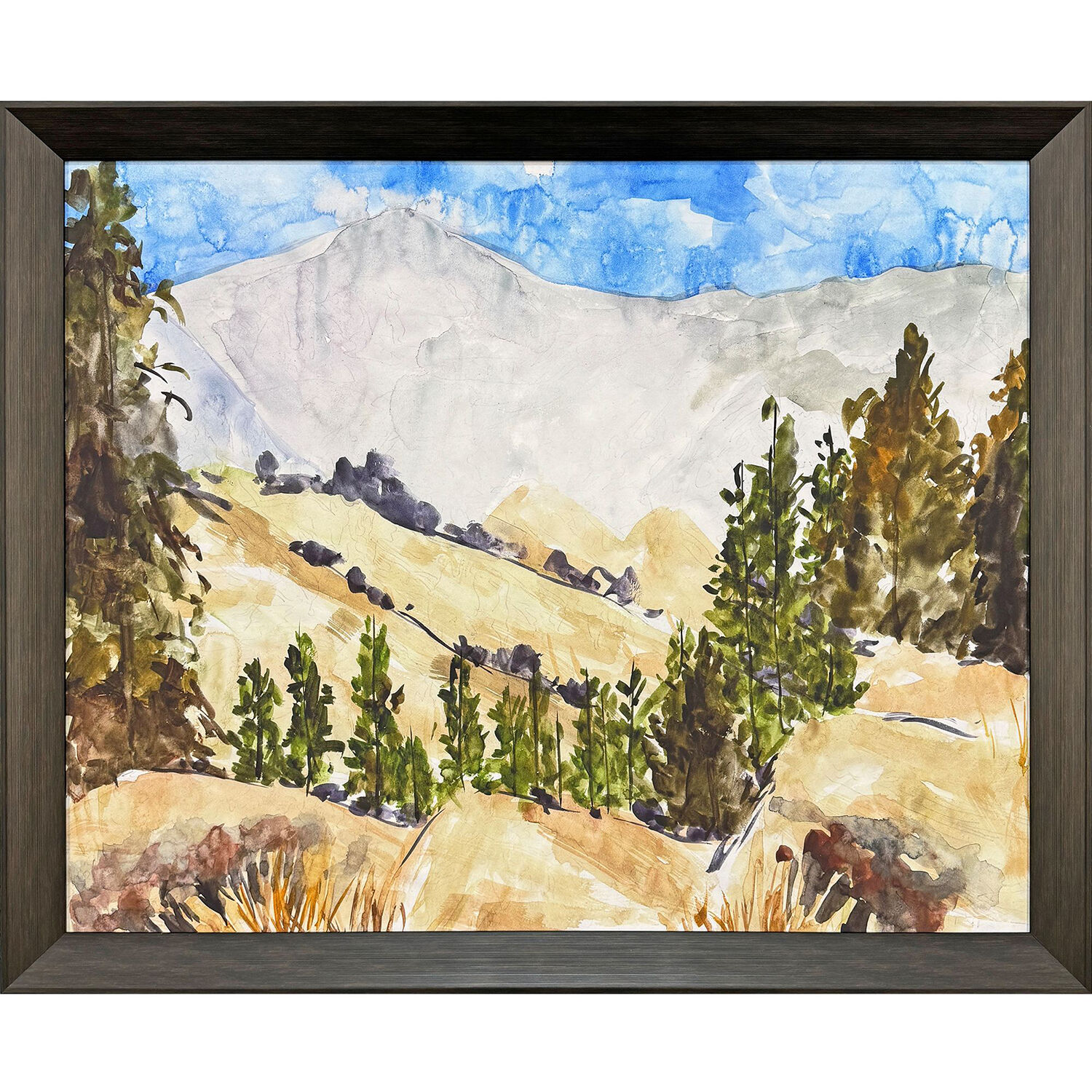 Where Autumn Breathes Brown and Beige and Blue and Green Framed Art